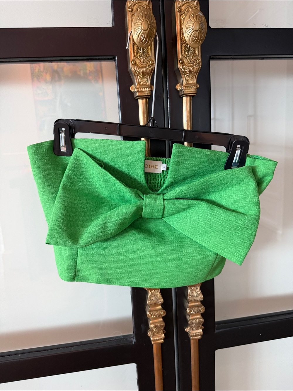 Bright Green Bow-Accent top strapless